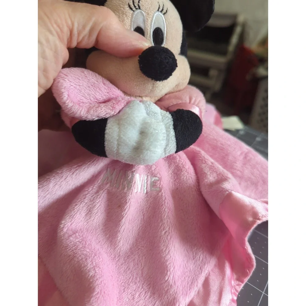 Disney Minnie Mouse Security Blanket Lovey Blankie Plush Crinkle Ears Rattle